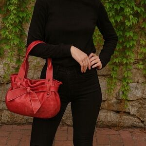 ROBERTA GANDOLFI Distressed Red Leather Satchel